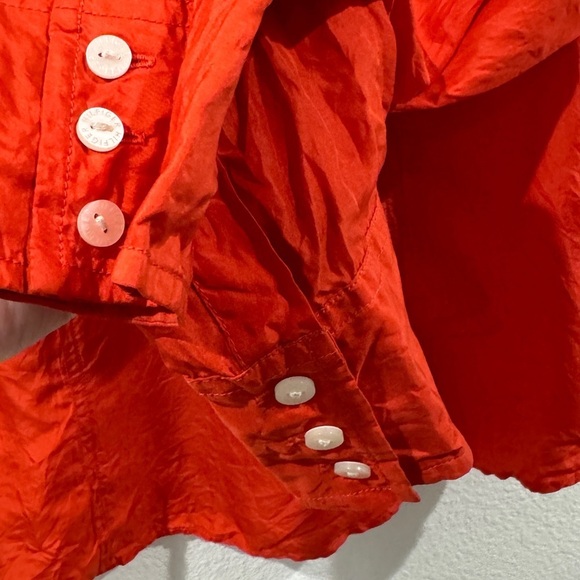 Tommy Hilfiger 100% Silk Burnt Orange Button Front Collared Blouse Shirt Size 4P - Picture 14 of 17